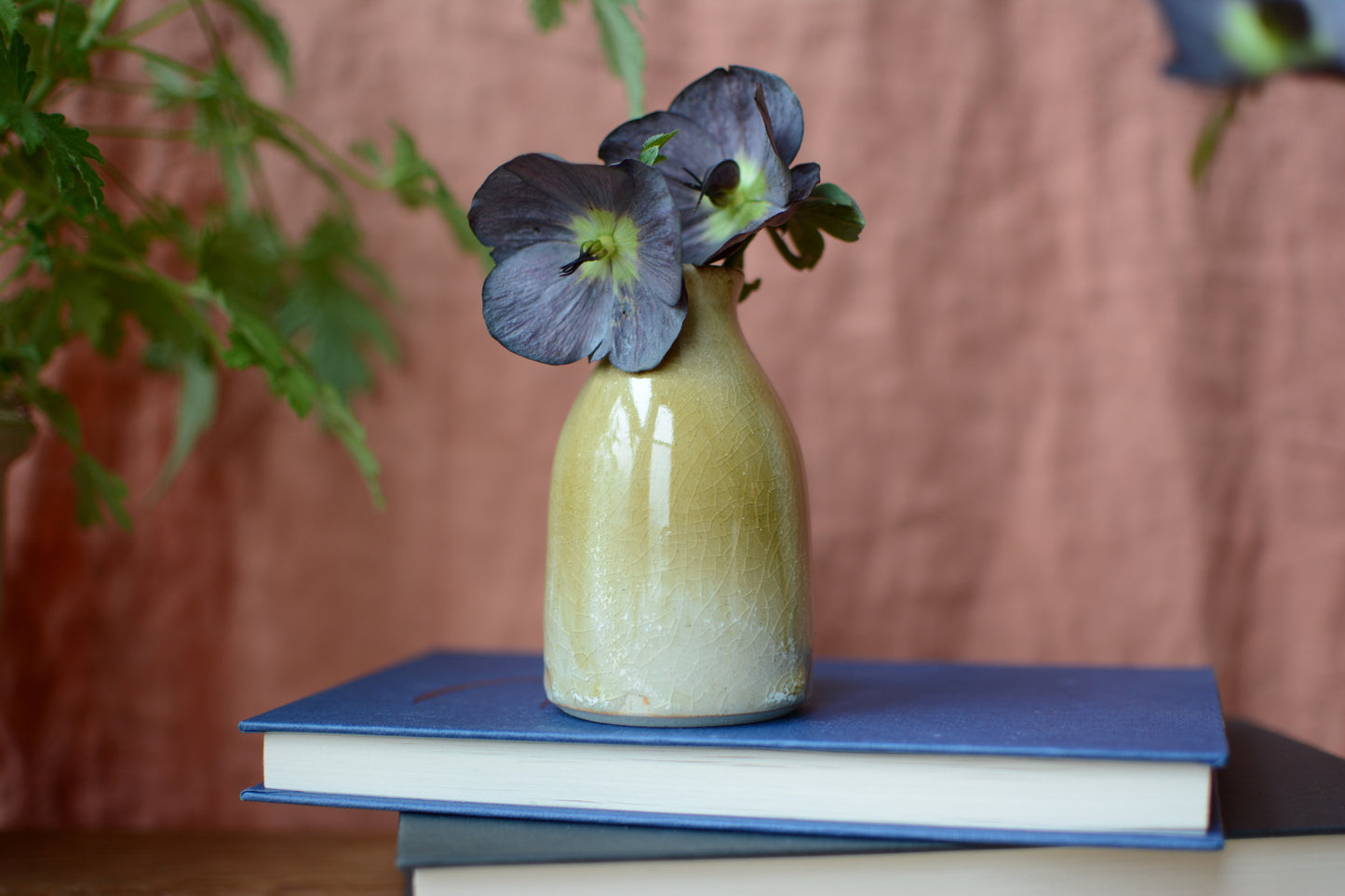 White / Gold Dolomite Glaze Bud Vase by Lucy Turner