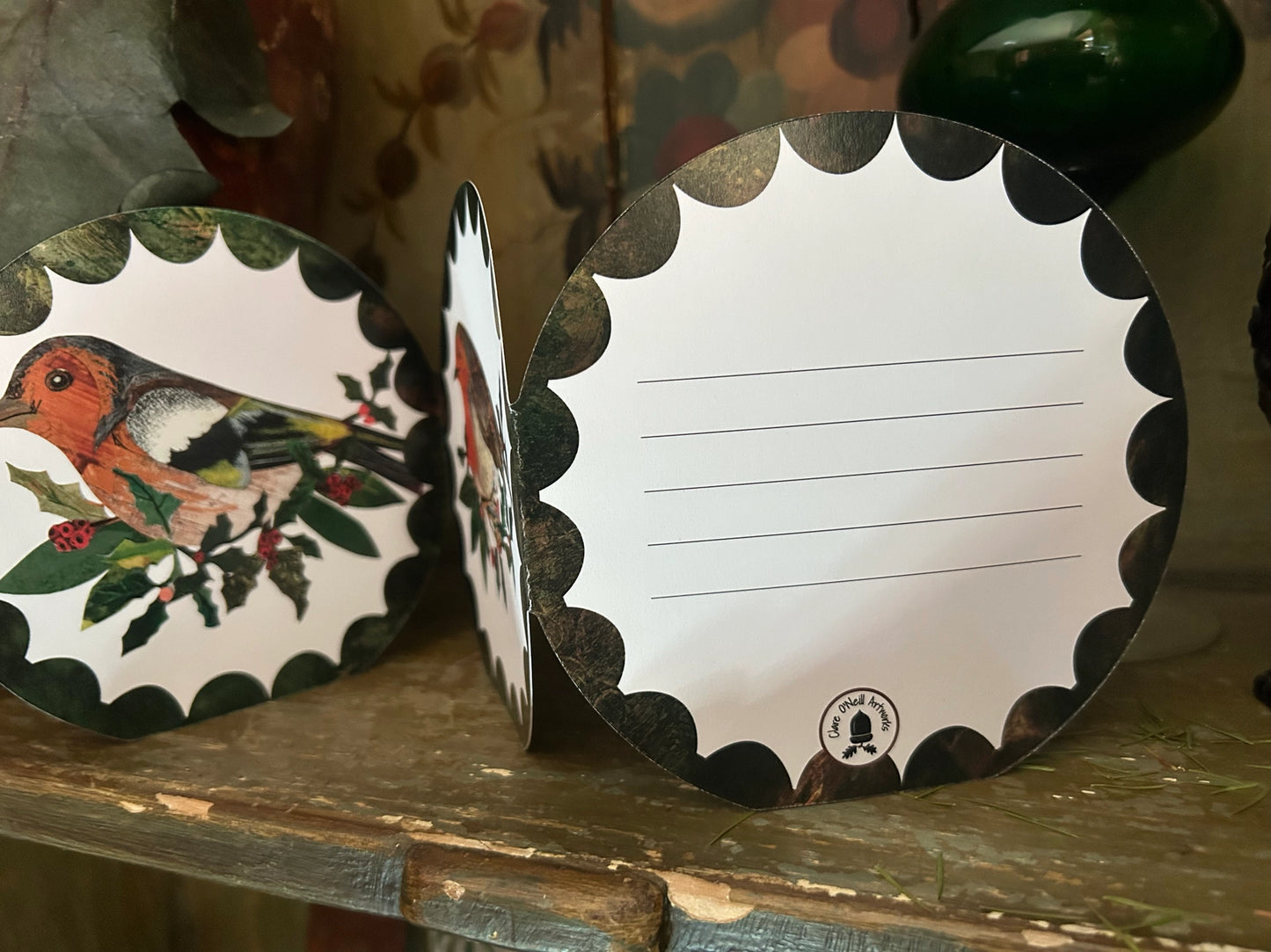 Festive Birds Round Concertina Greeting Card - THE BRISTOL ARTISAN