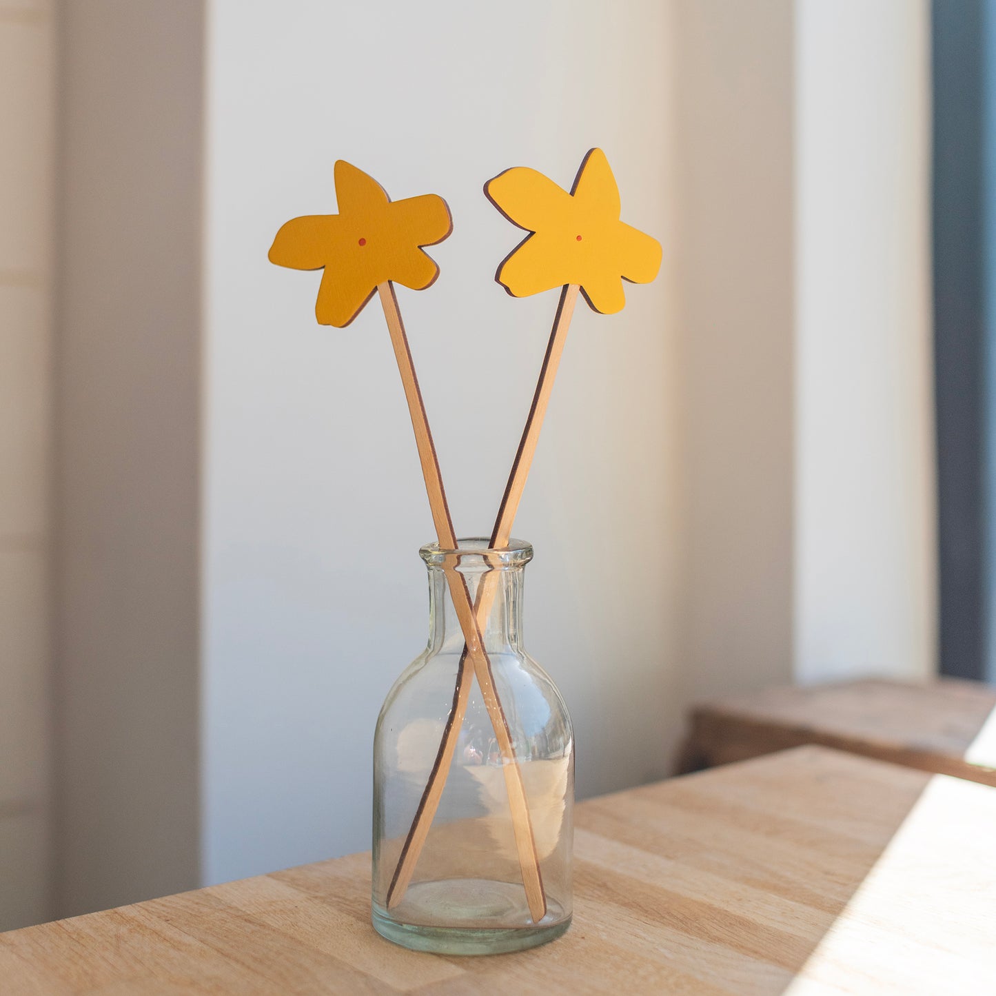 Hand Painted Wooden Flower - yellow - THE BRISTOL ARTISAN