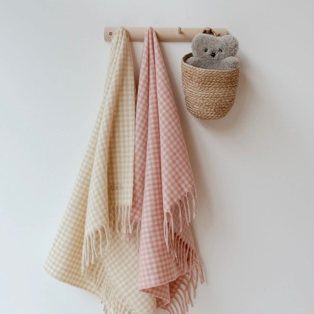 Lambswool Baby Blanket - Pink Gingham - THE BRISTOL ARTISAN