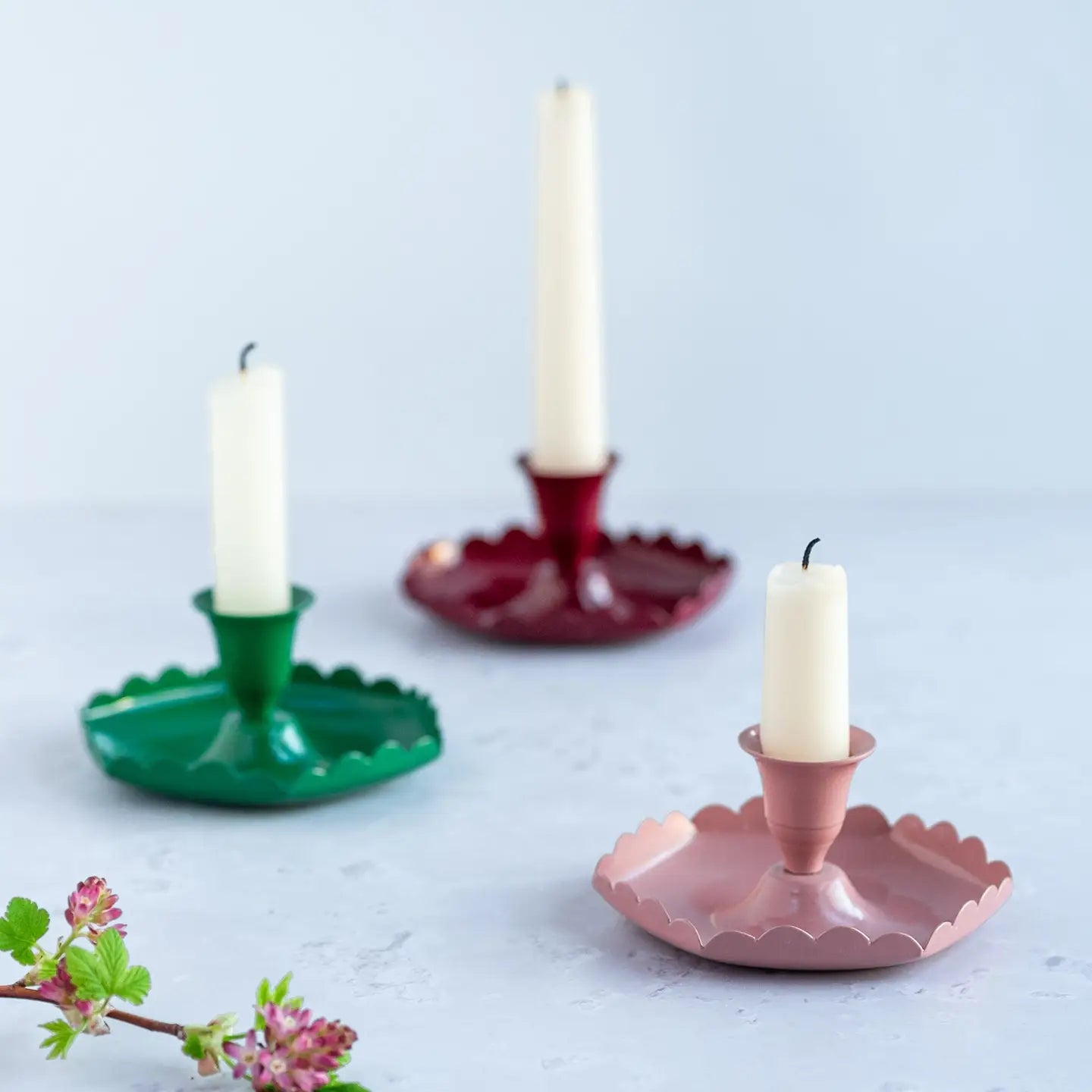 Scalloped Metal Candle Holder - Berry - THE BRISTOL ARTISAN