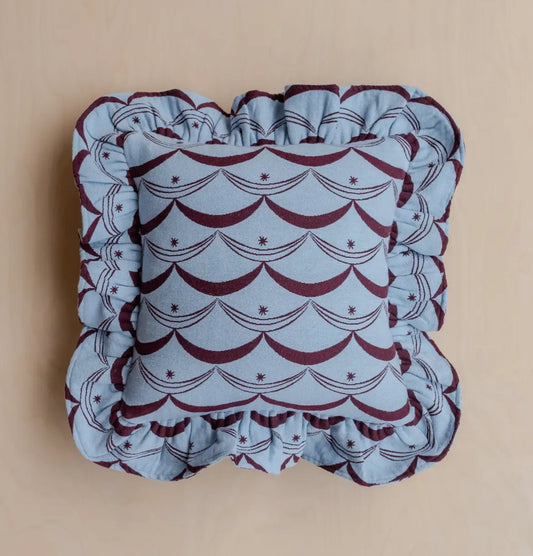 Blue Circus Cotton cushion includes cushion pad - THE BRISTOL ARTISAN