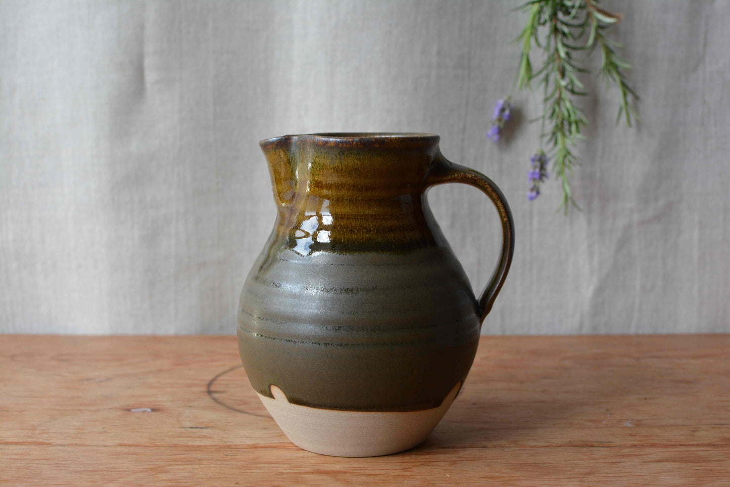 White / Gold Dolomite Glaze Table Jug by Lucy Turner
