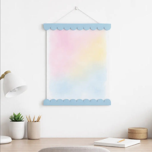 A3 Ice Blue Scalloped Picture / Poster Hanger - THE BRISTOL ARTISAN