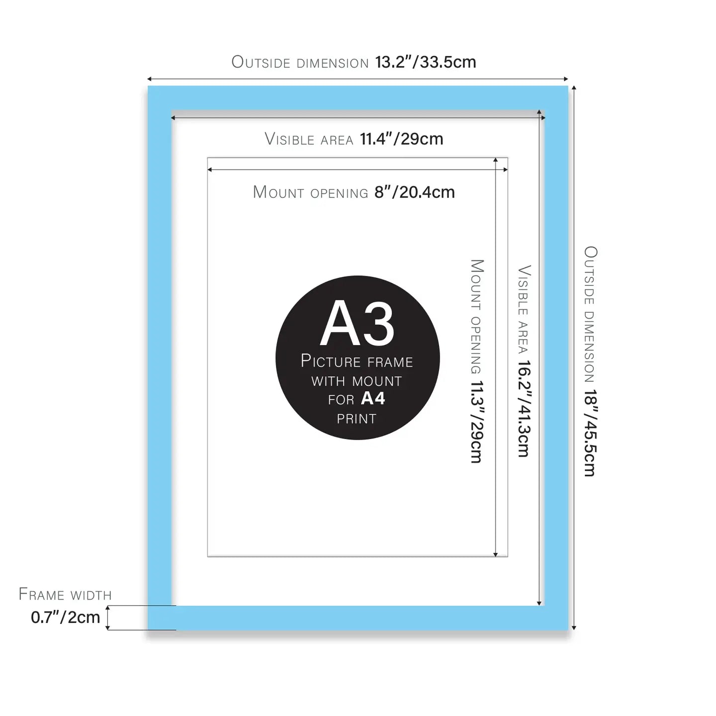 A3 Picture Frame - Light Blue - THE BRISTOL ARTISAN