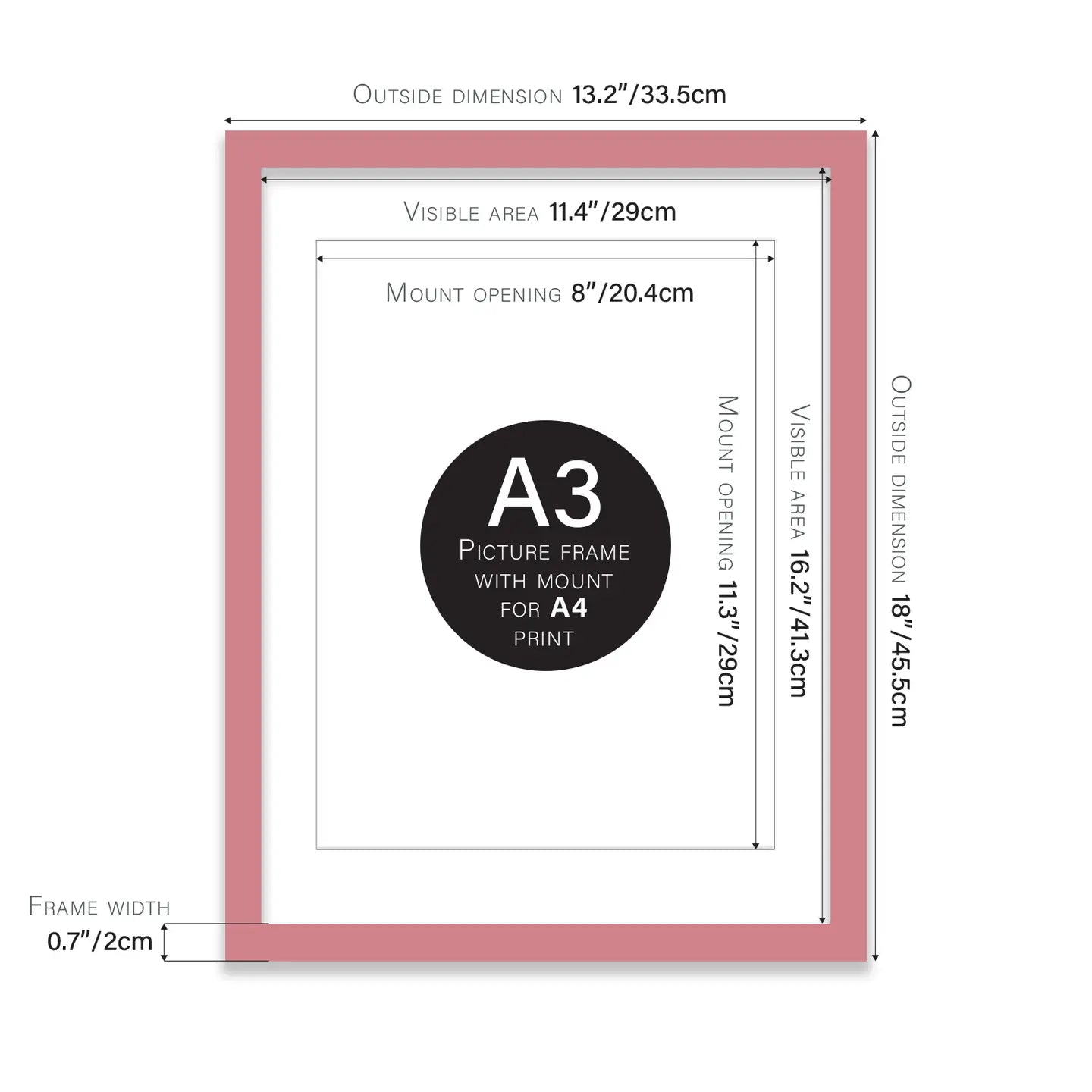 A3 Picture Frame - Pink - THE BRISTOL ARTISAN
