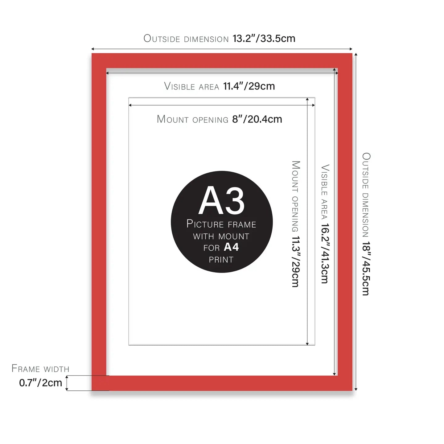 A3 Picture Frame - Red - THE BRISTOL ARTISAN