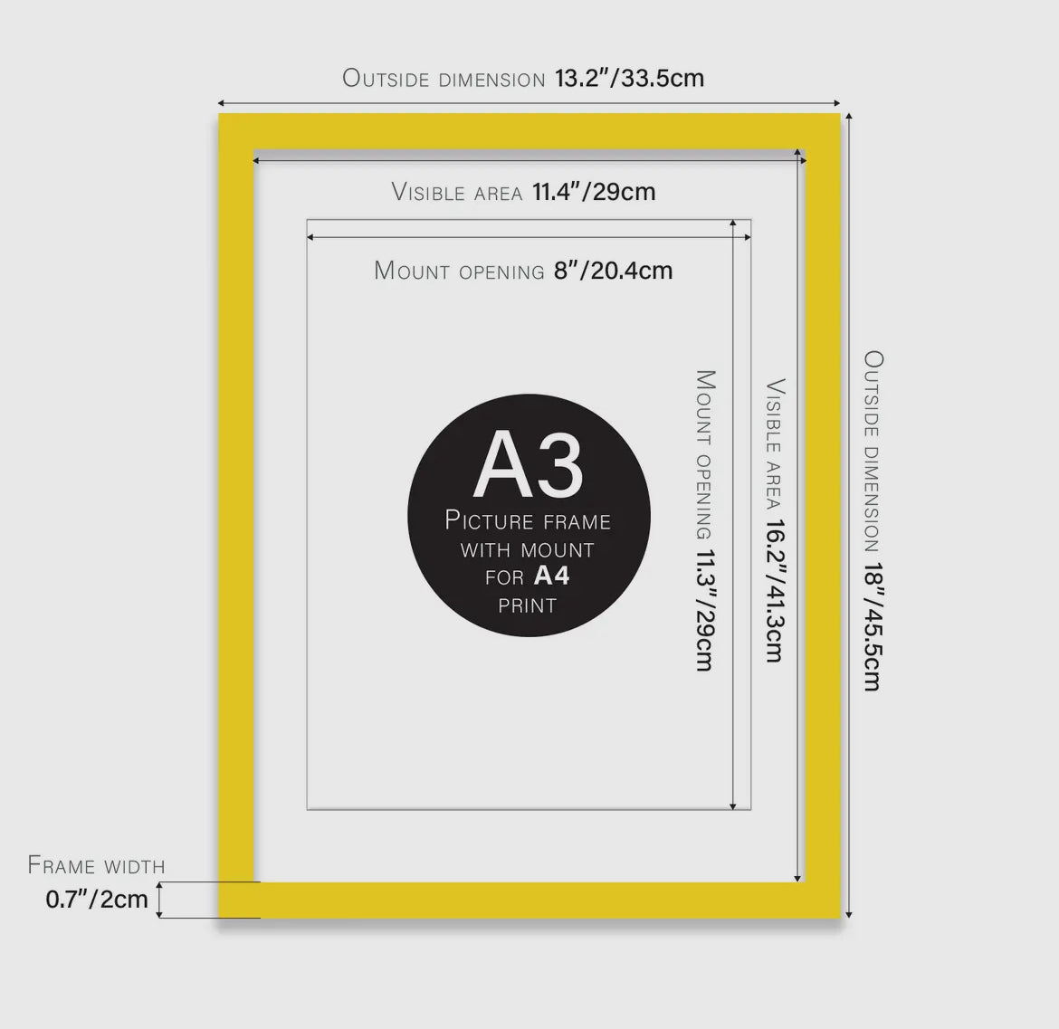 A3 Picture Frame - Yellow - THE BRISTOL ARTISAN