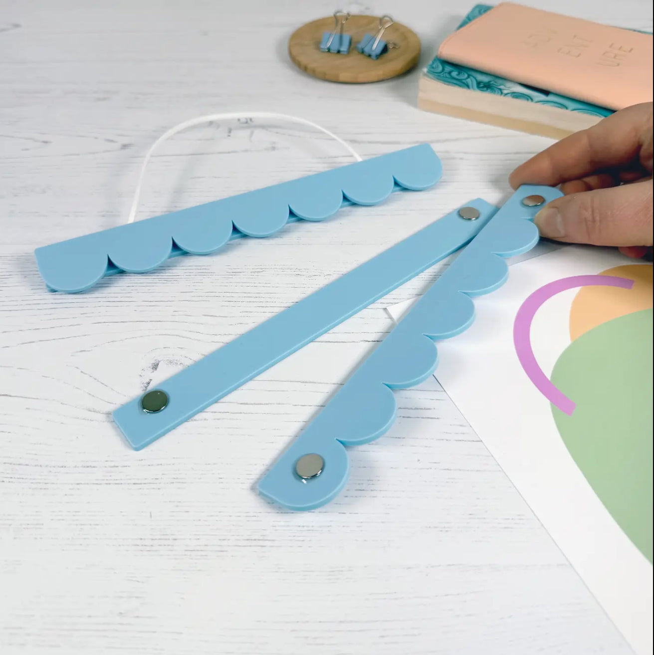 A4 Ice Blue Scalloped Picture / Poster Hanger - THE BRISTOL ARTISAN