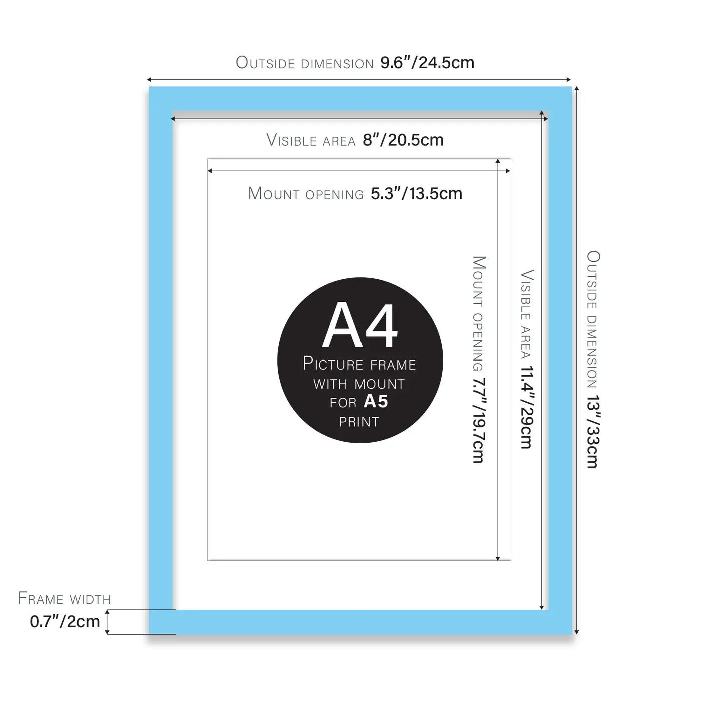 A4 Picture Frame - Light Blue - THE BRISTOL ARTISAN