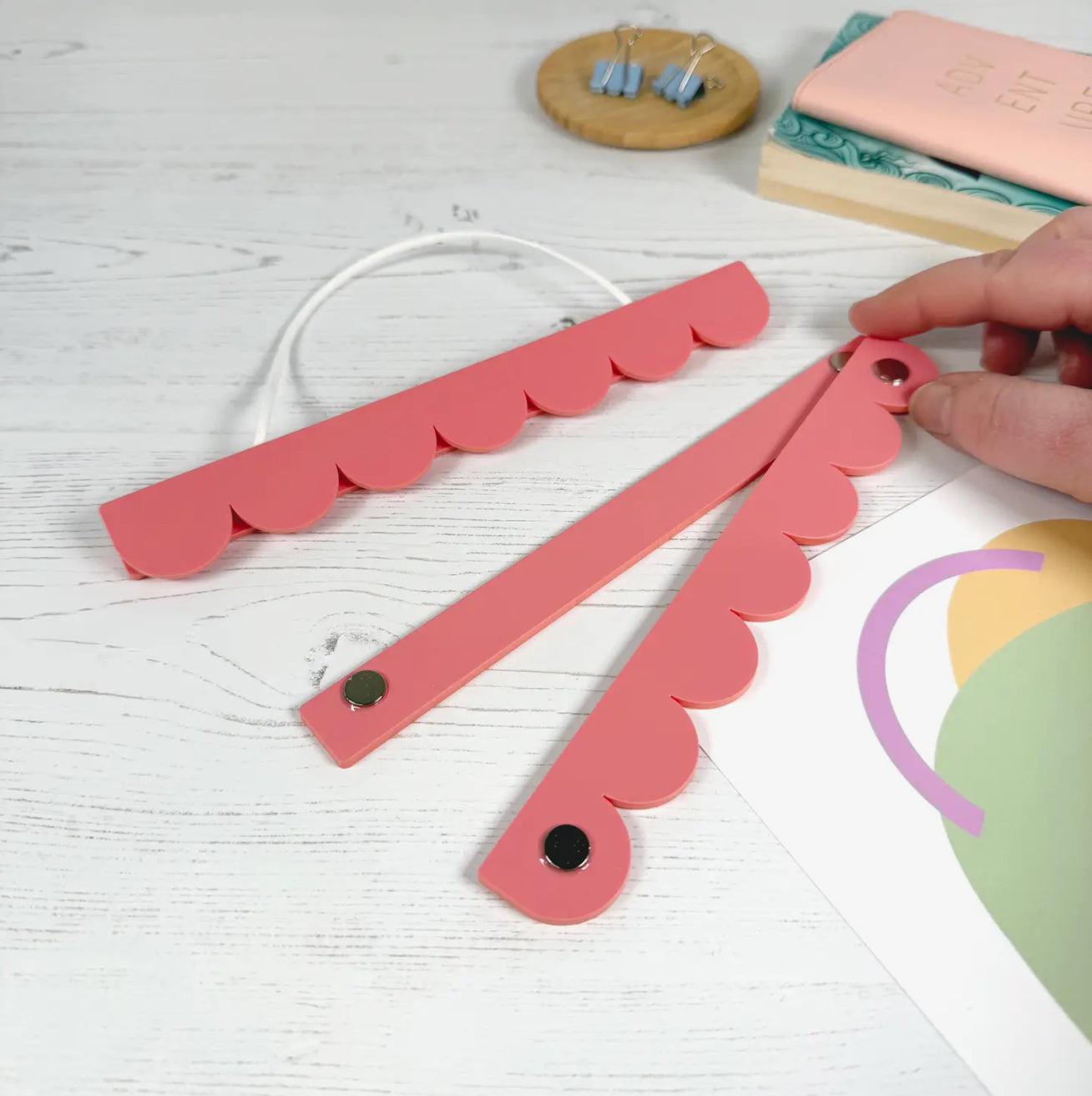 A4 Raspberry Scalloped Picture / Poster Hanger - THE BRISTOL ARTISAN