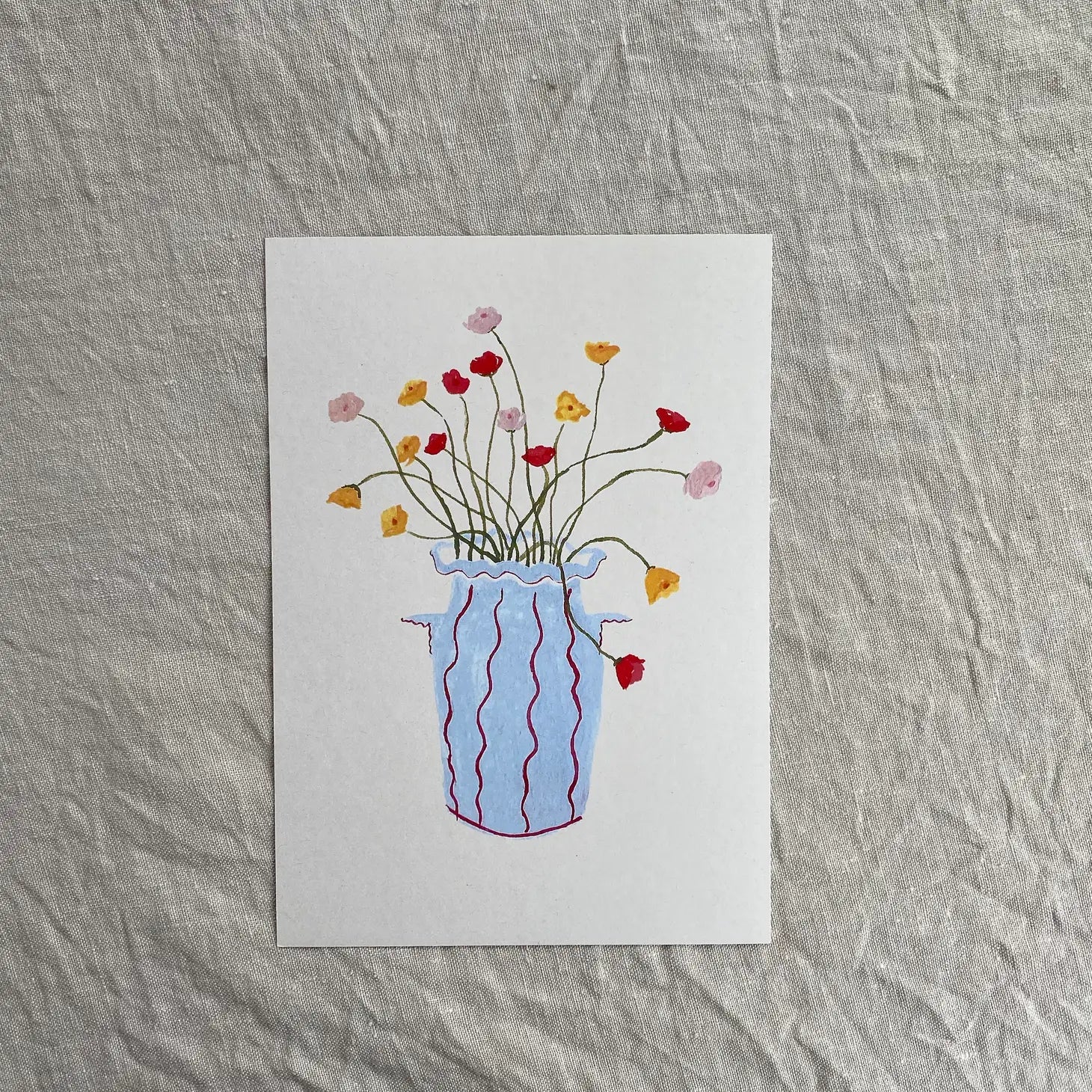 A5 Print - Cheerful Scalloped Vase - THE BRISTOL ARTISAN