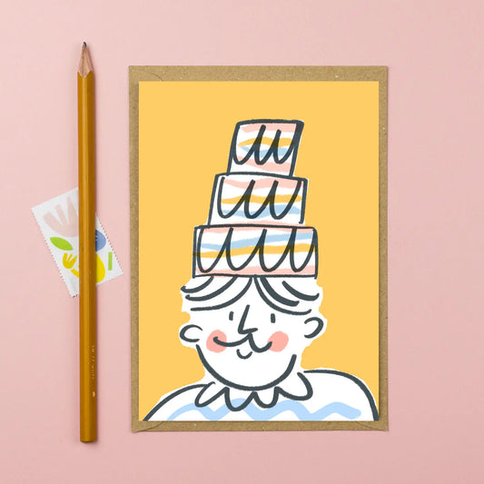 Birthday Cake Hat Yellow Card - THE BRISTOL ARTISAN