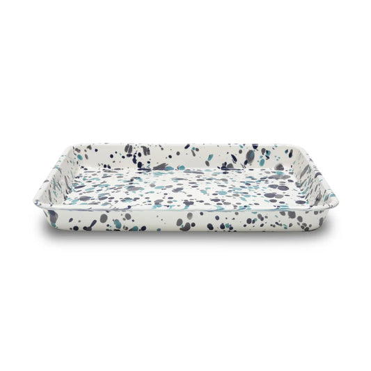 Dark Turquoise Splatter Enamel Tray - THE BRISTOL ARTISAN