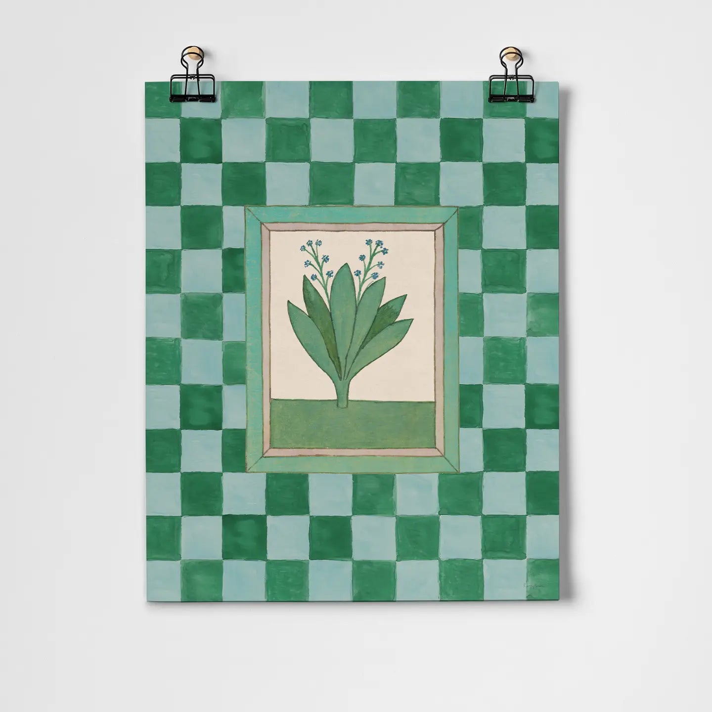 Book of Herbs Green Check A3 Art Print - THE BRISTOL ARTISAN
