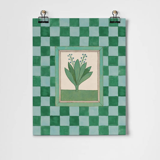 Book of Herbs Green Check A3 Art Print - THE BRISTOL ARTISAN