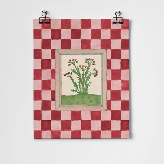 Book of Herbs Pink Check A3 Art Print - THE BRISTOL ARTISAN