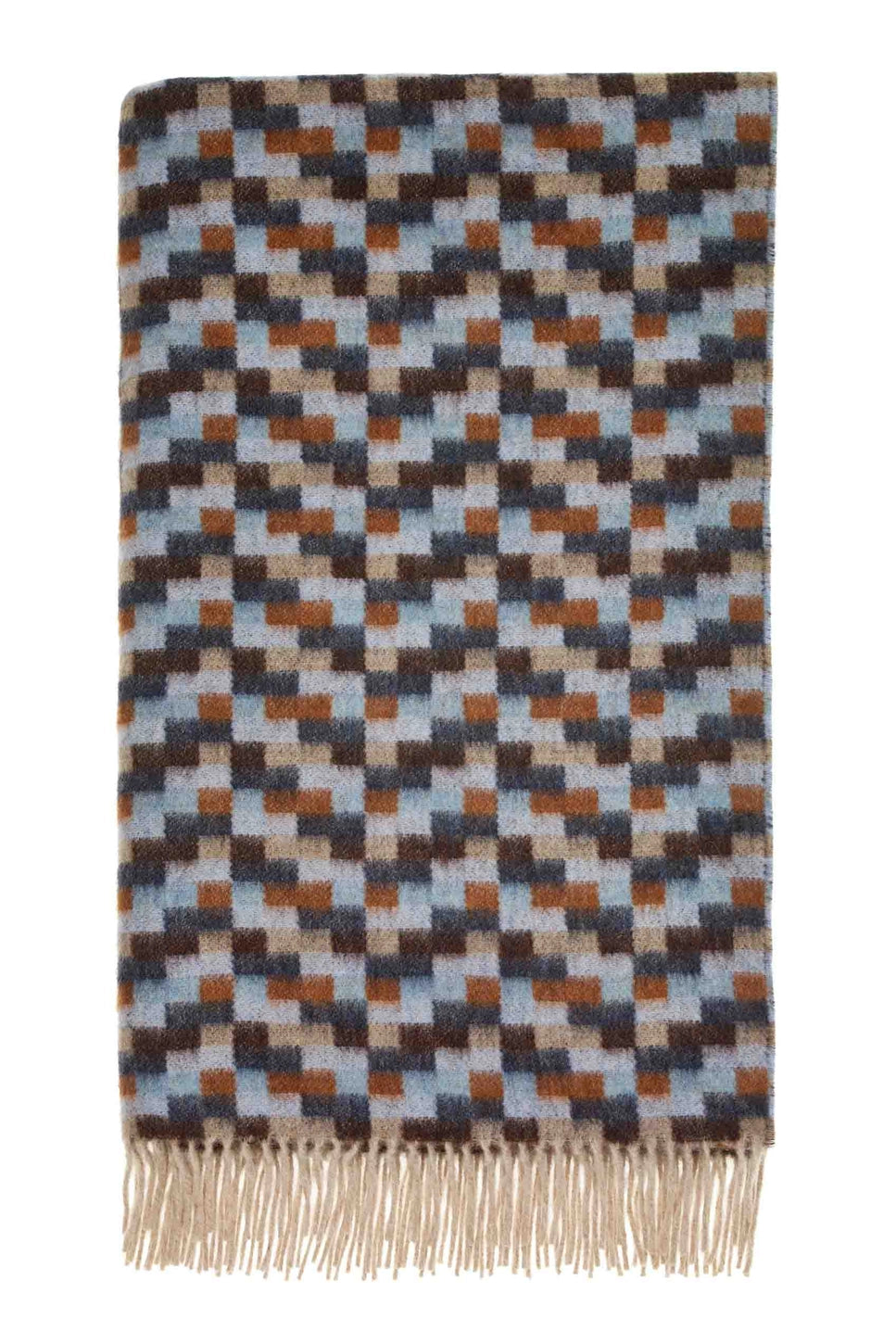 Bricks Merino Throw - Navy/Rust - THE BRISTOL ARTISAN