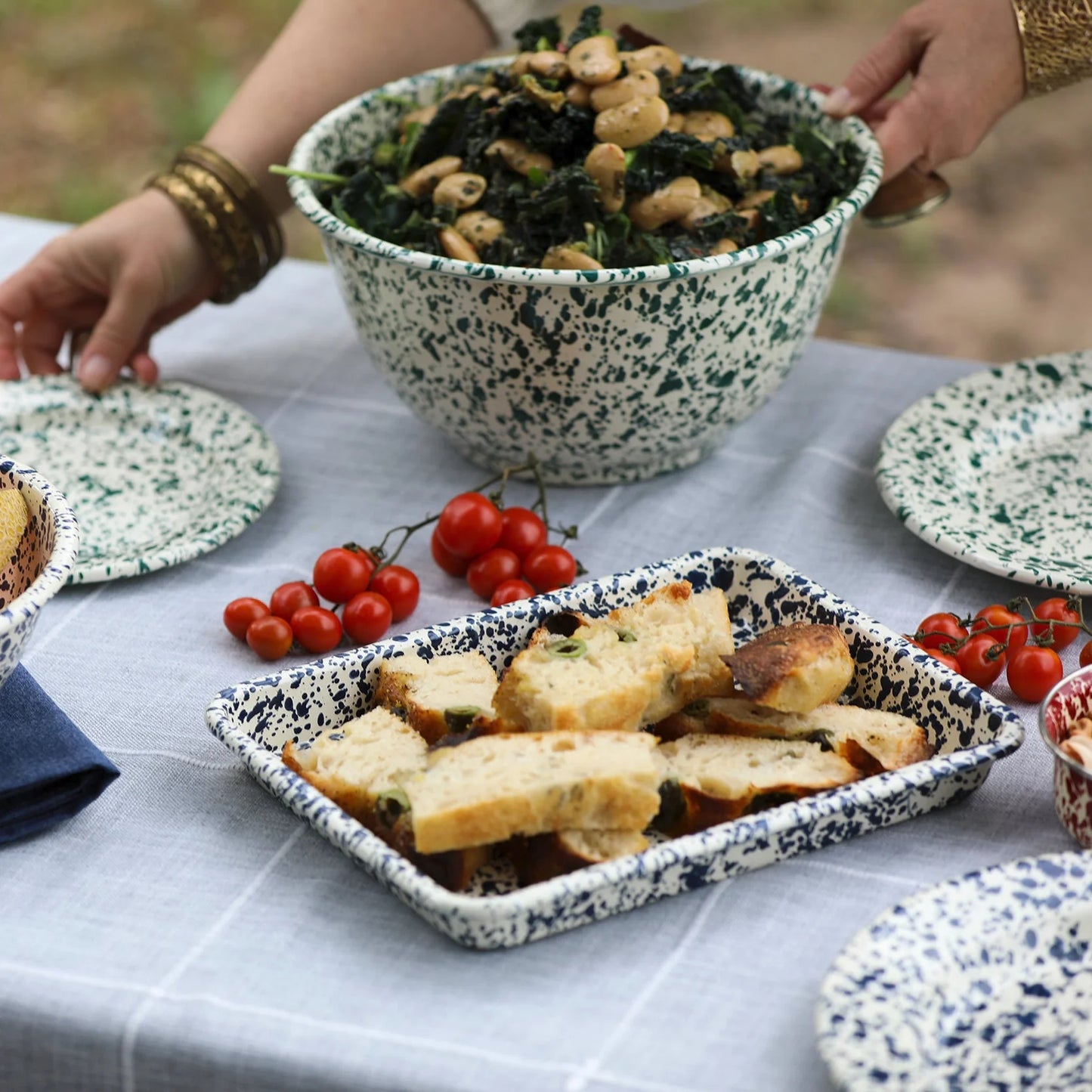 Burgundy Splatter Enamel Tray - THE BRISTOL ARTISAN