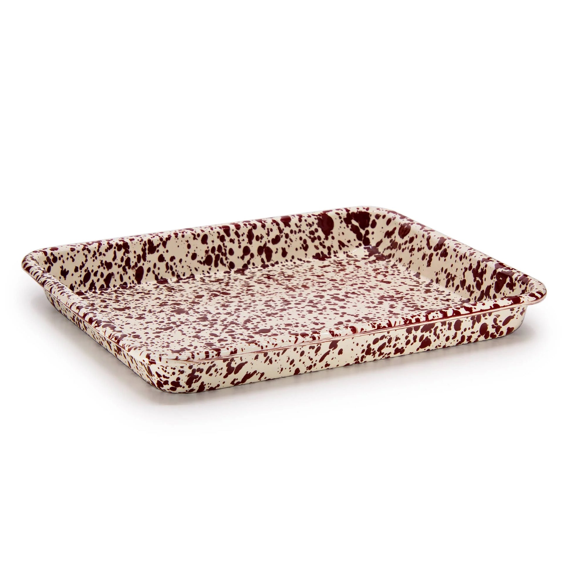 Burgundy Splatter Enamel Tray - THE BRISTOL ARTISAN