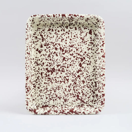 Burgundy Splatter Enamel Tray - THE BRISTOL ARTISAN