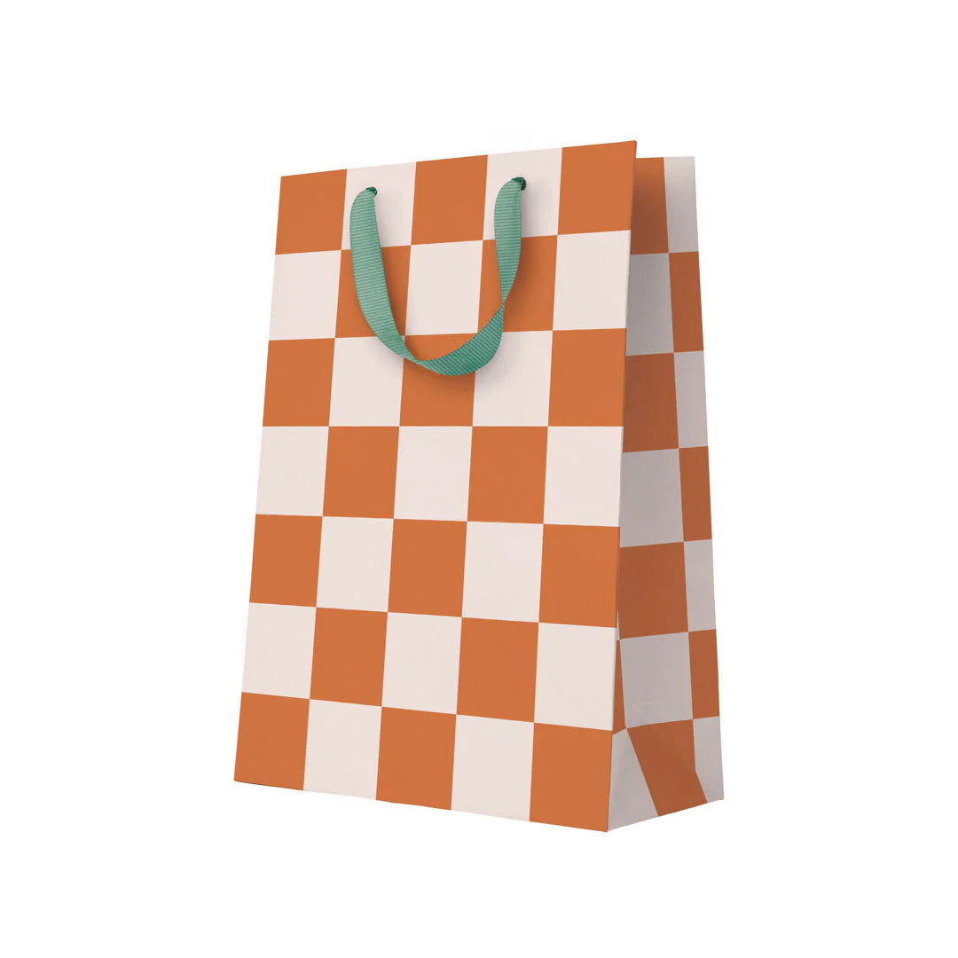Burnt Sienna Checkerboard Large Gift Bag - THE BRISTOL ARTISAN