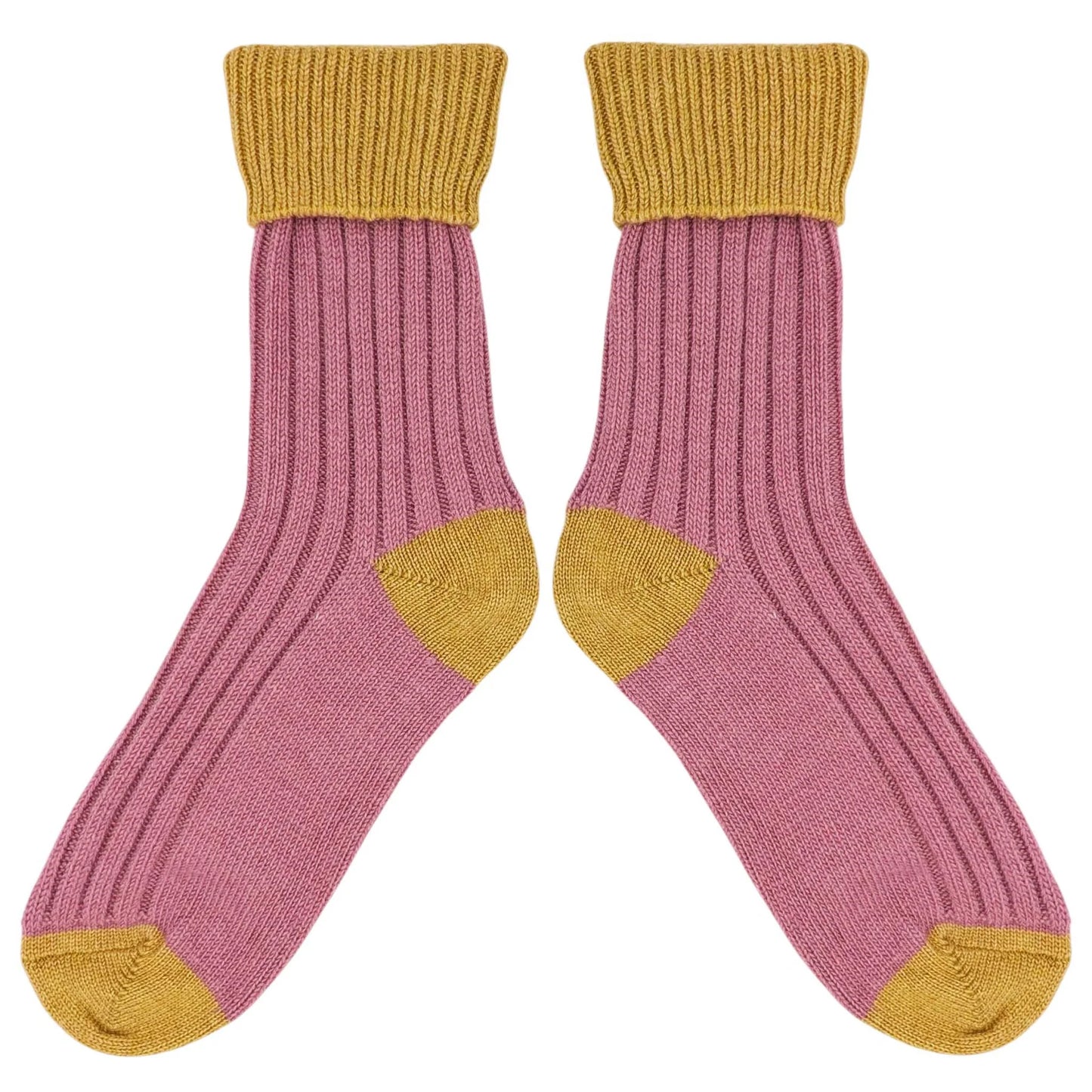 Cashmere Blend Slouch Socks - Dusky Pink & Gold - UK 4-7 - THE BRISTOL ARTISAN