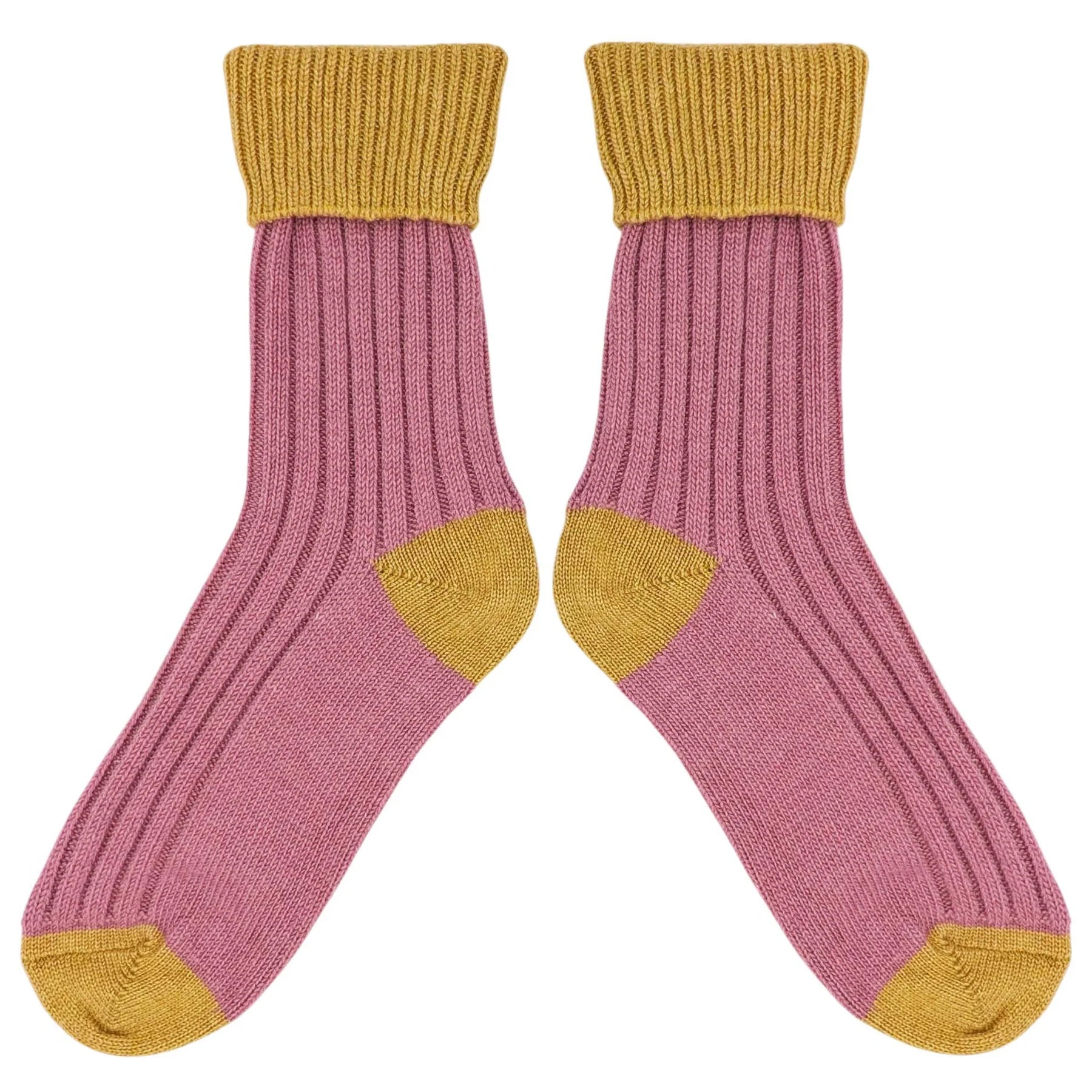 Cashmere Blend Slouch Socks - Dusky Pink & Gold - UK 4-7 - THE BRISTOL ARTISAN