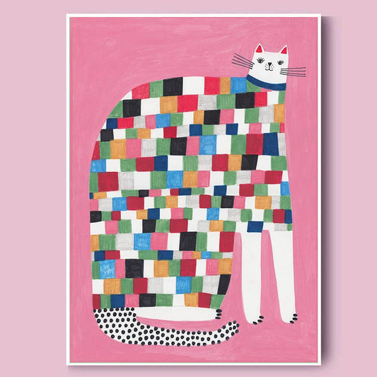Colourful Squares Cat A4 Print - THE BRISTOL ARTISAN