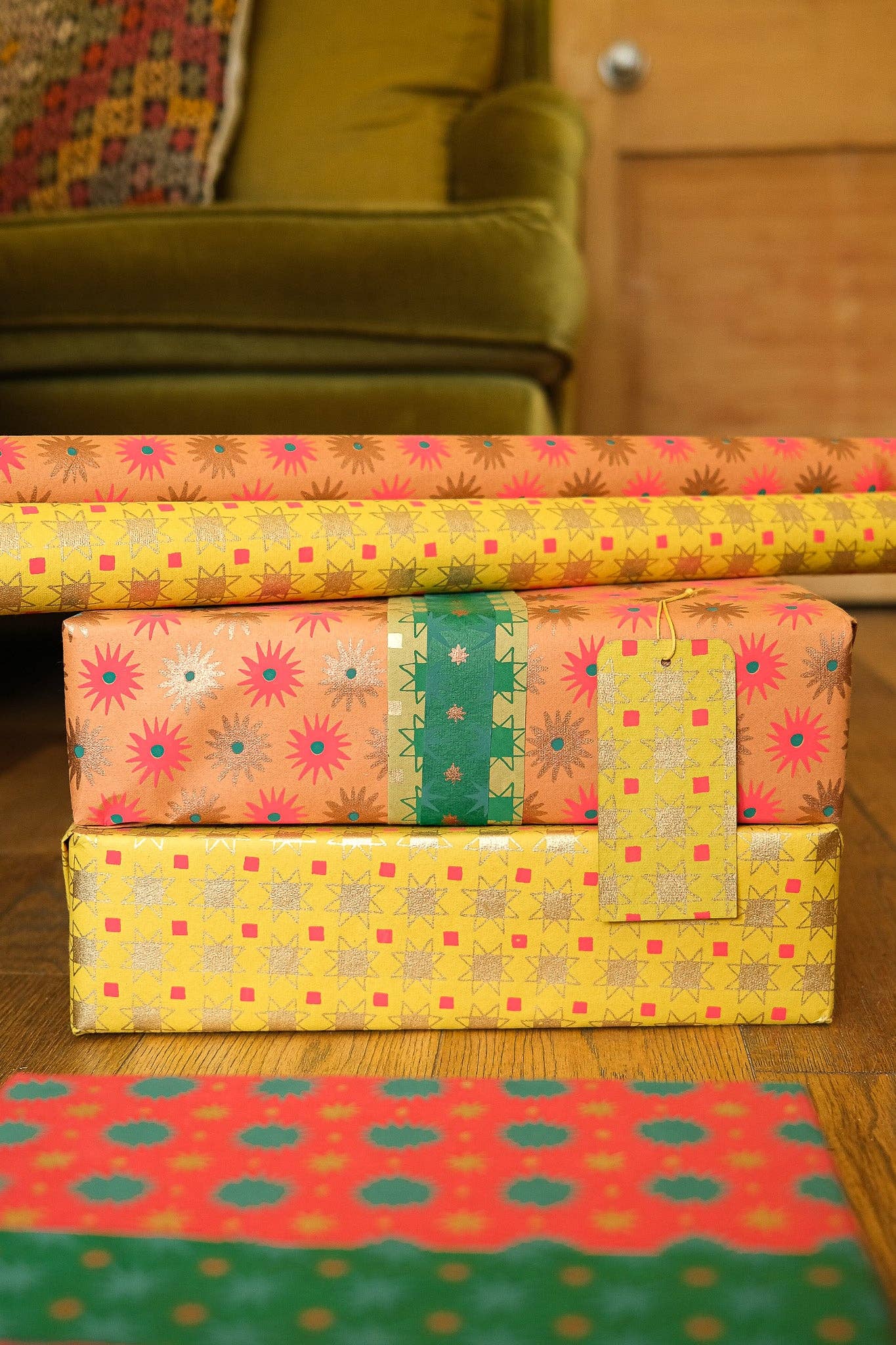 Copper Bloom Screen Printed Christmas Gift Wrap - THE BRISTOL ARTISAN