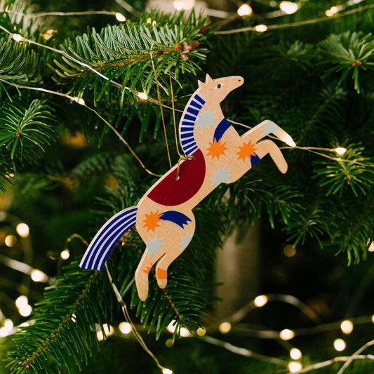 Wooden Horse Christmas hanging decoration - THE BRISTOL ARTISAN