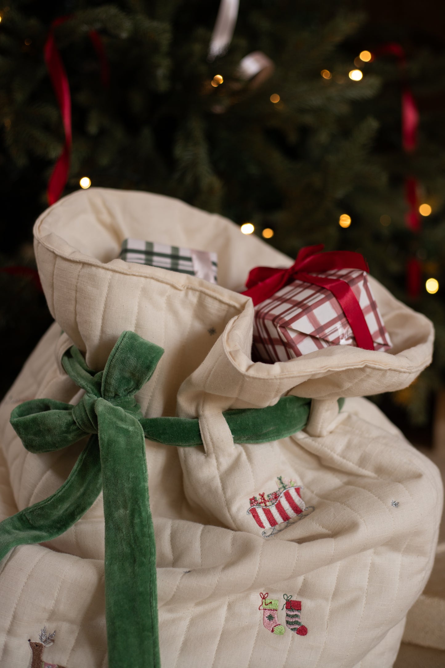 Embroidered Christmas present sack - North Pole - THE BRISTOL ARTISAN