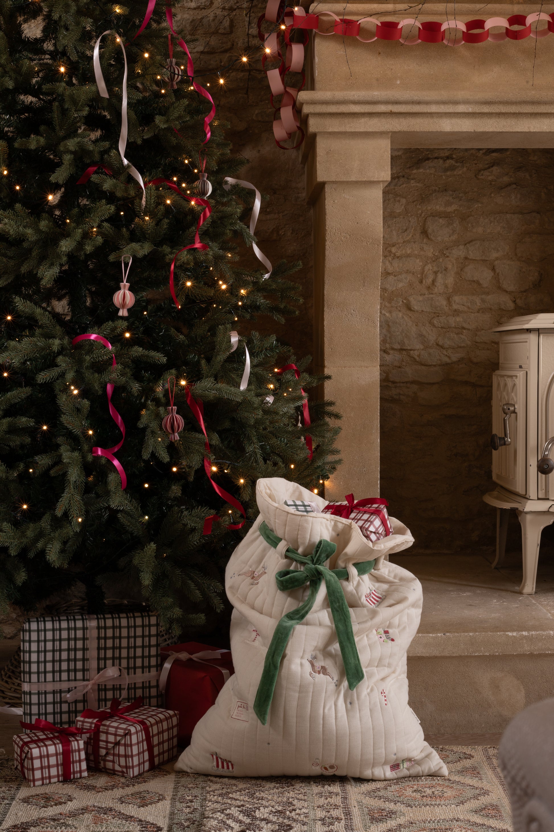 Embroidered Christmas present sack - North Pole - THE BRISTOL ARTISAN