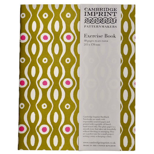 Exercise Book Persephone Bright Olive and Cool Pink - THE BRISTOL ARTISAN