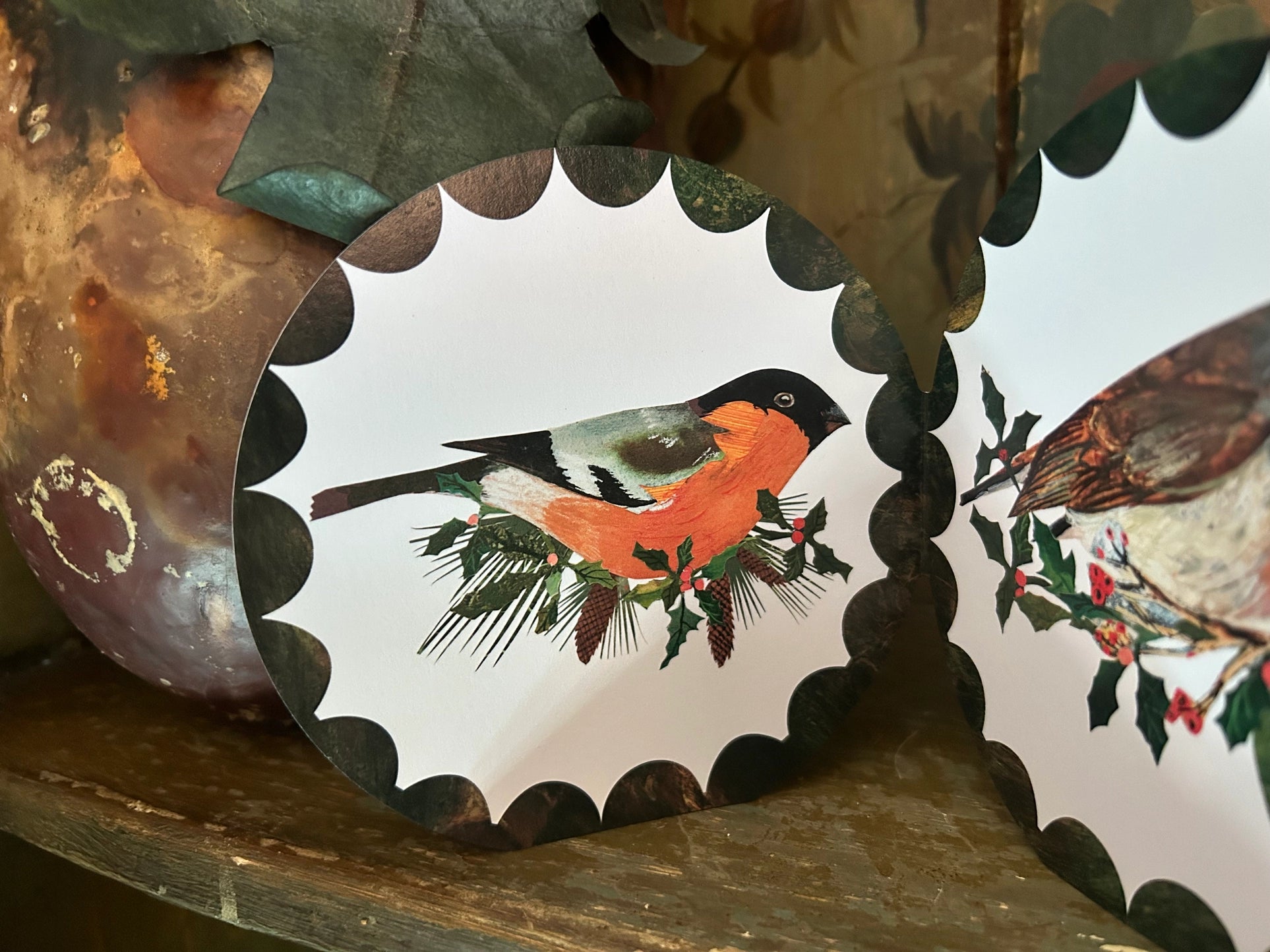 Festive Birds Round Concertina Greeting Card - THE BRISTOL ARTISAN