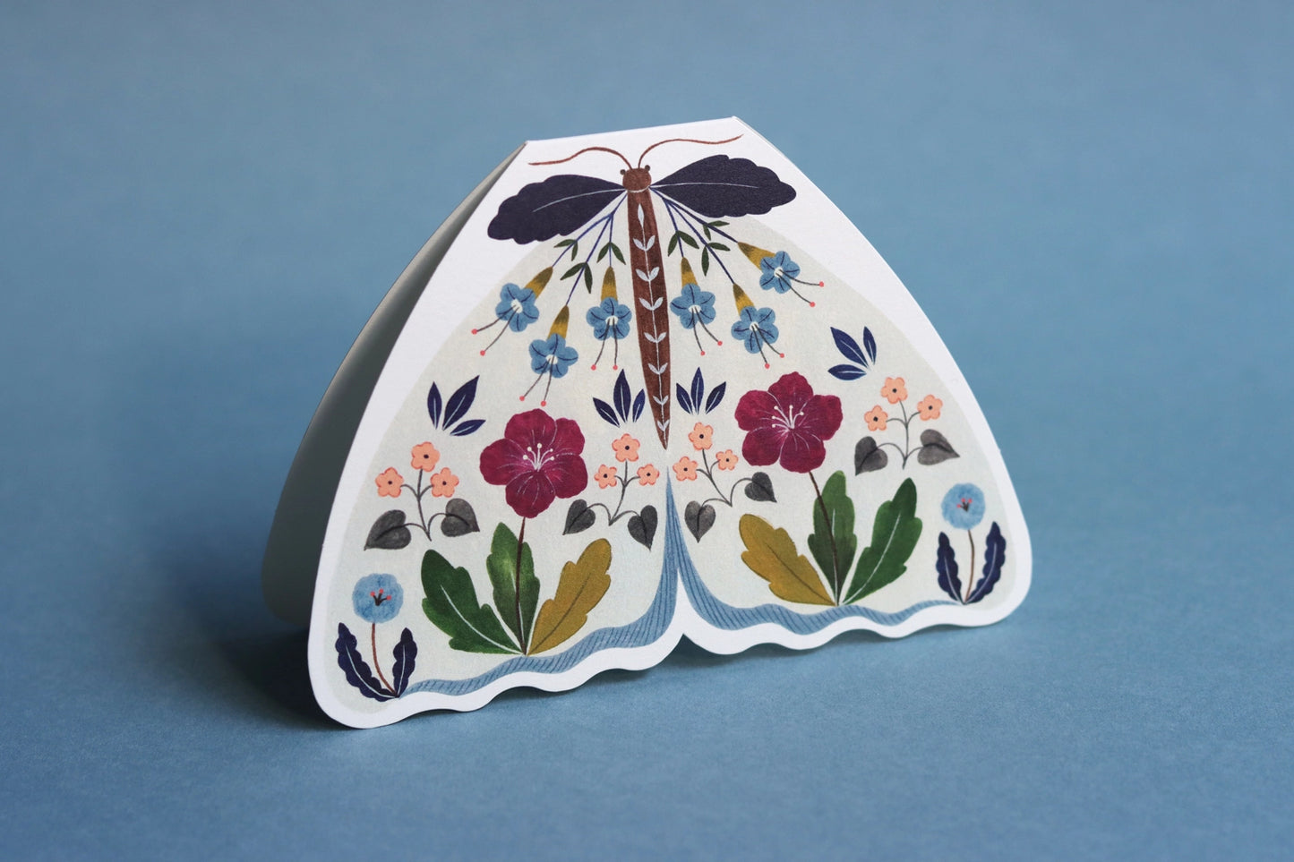 Floral Moth Shaped Card - Grey - THE BRISTOL ARTISAN