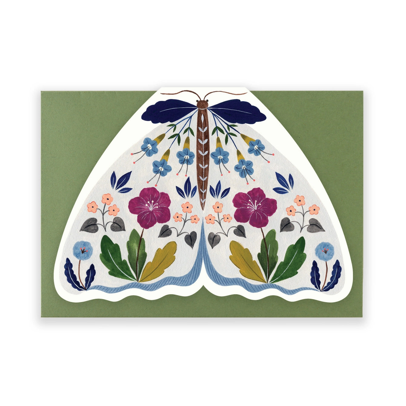 Floral Moth Shaped Card - Grey - THE BRISTOL ARTISAN