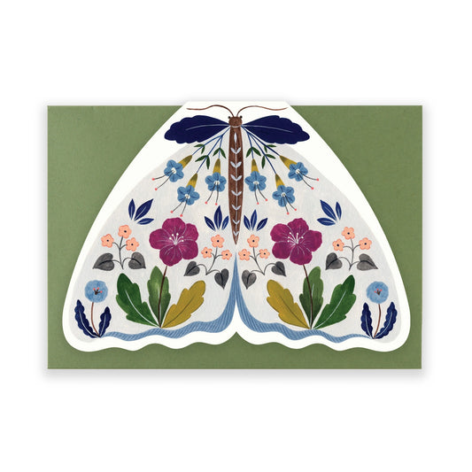 Floral Moth Shaped Card - Grey - THE BRISTOL ARTISAN