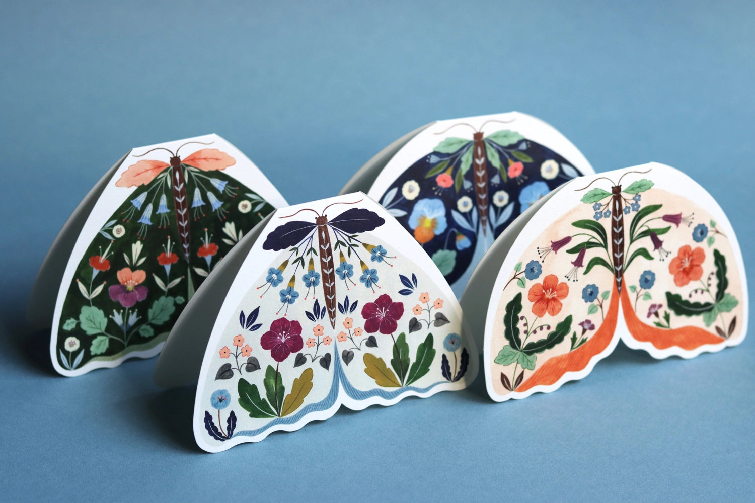 Floral Moth Shaped Card - Ivory - THE BRISTOL ARTISAN