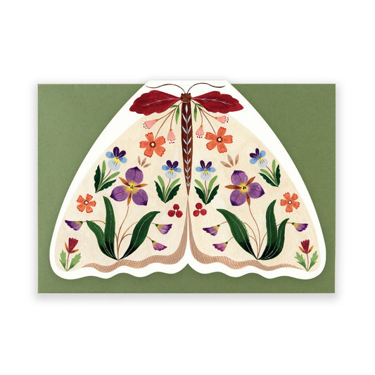 Floral Moth Shaped Card - Ivory - THE BRISTOL ARTISAN