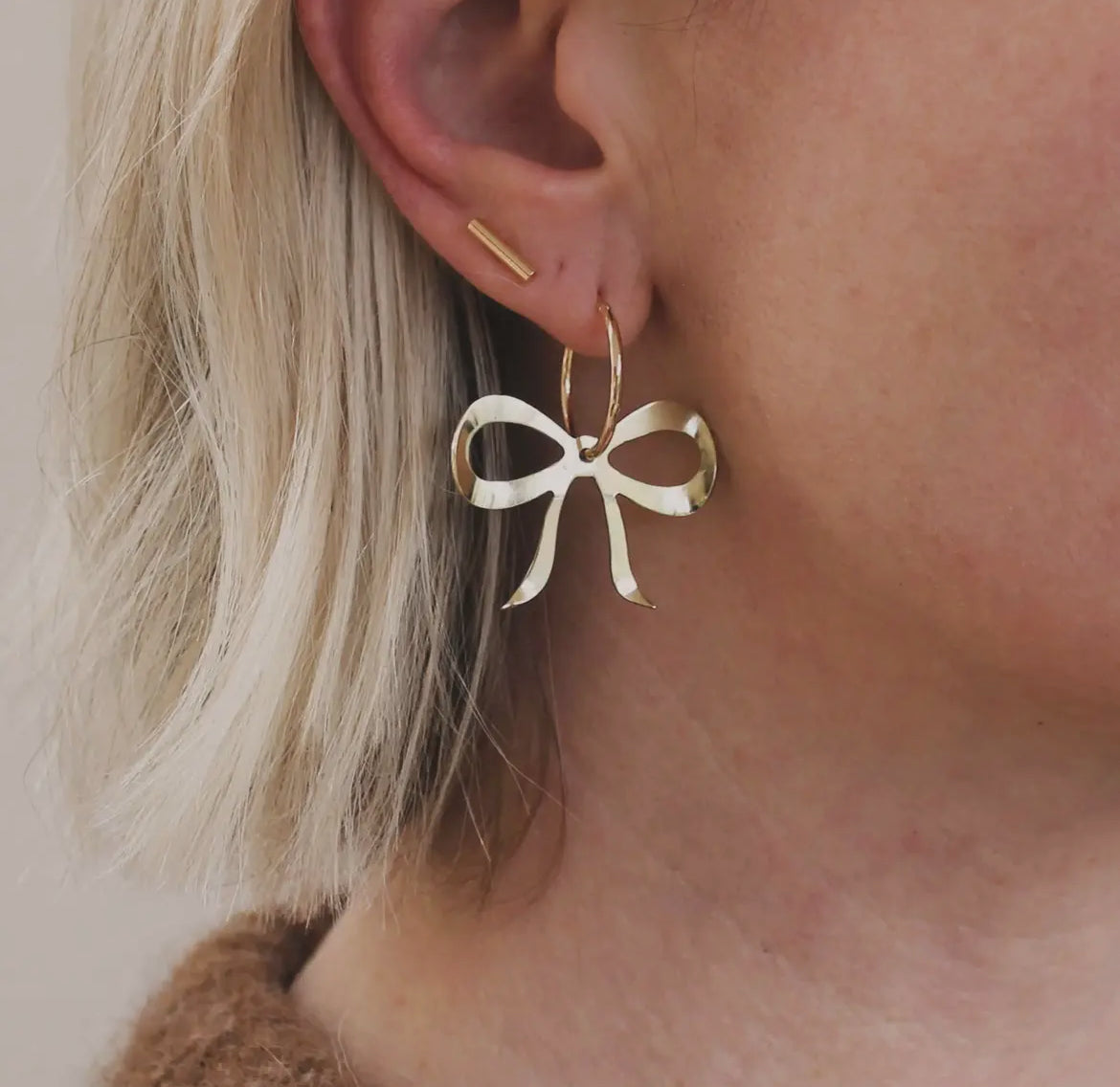 Golden Bow Hoop Earrings - THE BRISTOL ARTISAN