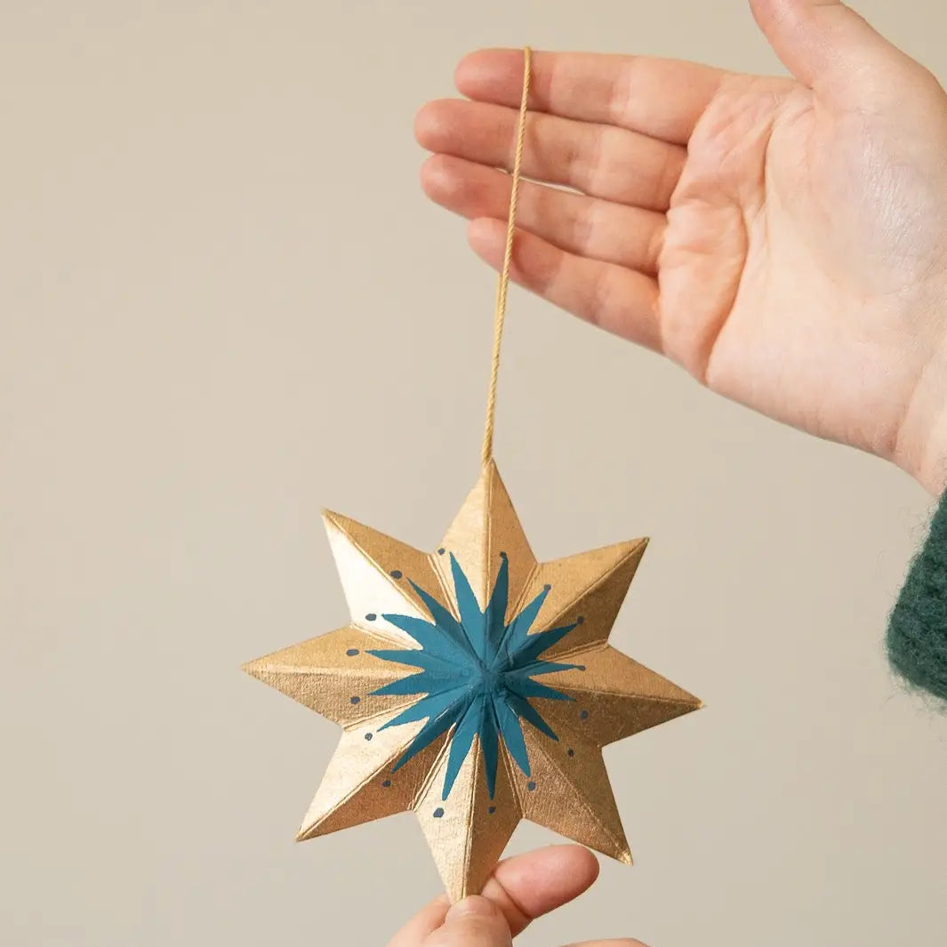 Golden Paper Star Christmas Decoration - THE BRISTOL ARTISAN
