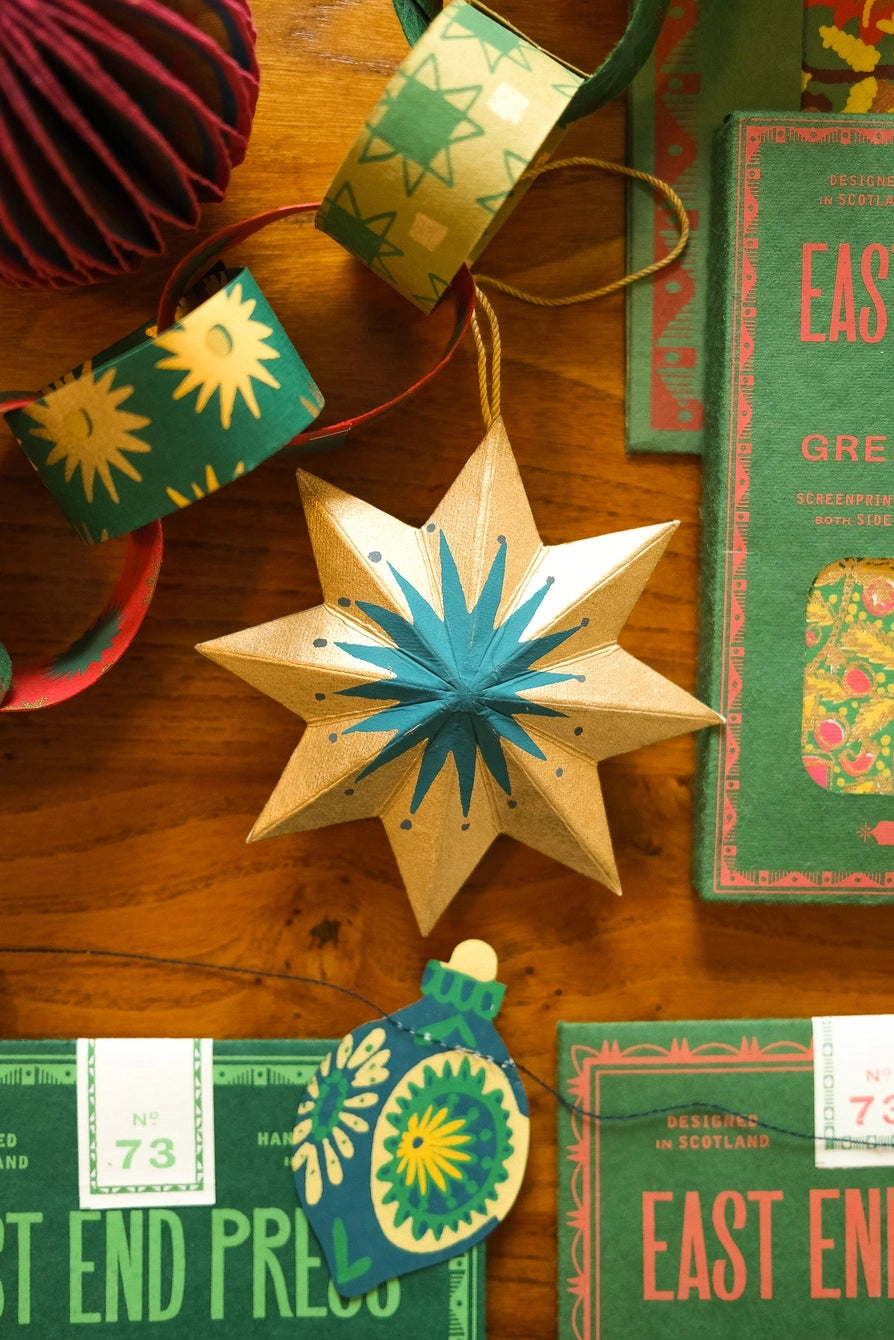 Golden Paper Star Christmas Decoration - THE BRISTOL ARTISAN