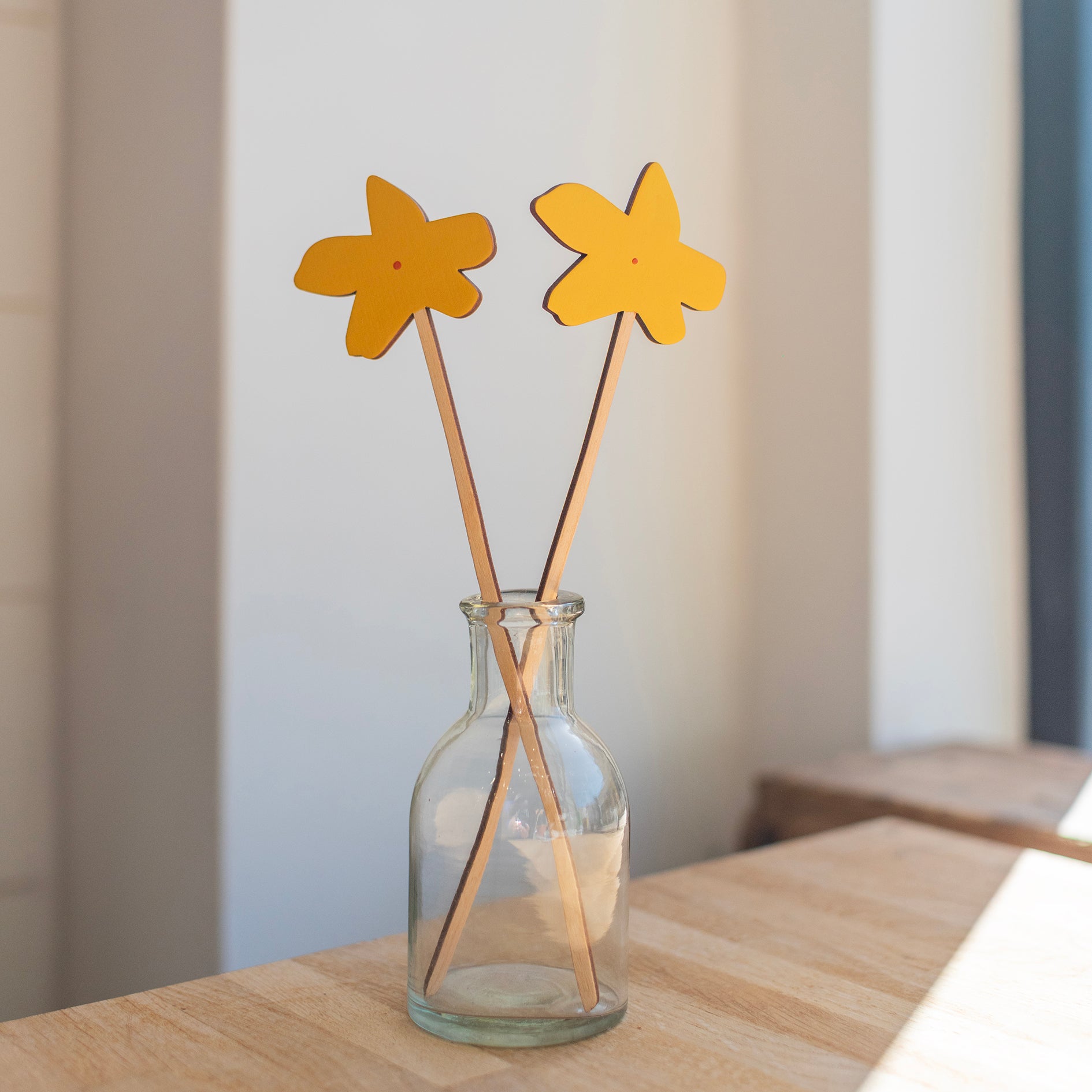 Hand Painted Wooden Flower - yellow - THE BRISTOL ARTISAN