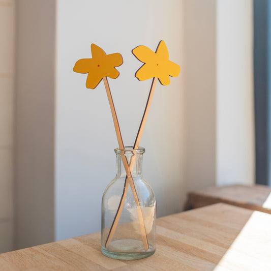 Hand Painted Wooden Flower - yellow - THE BRISTOL ARTISAN