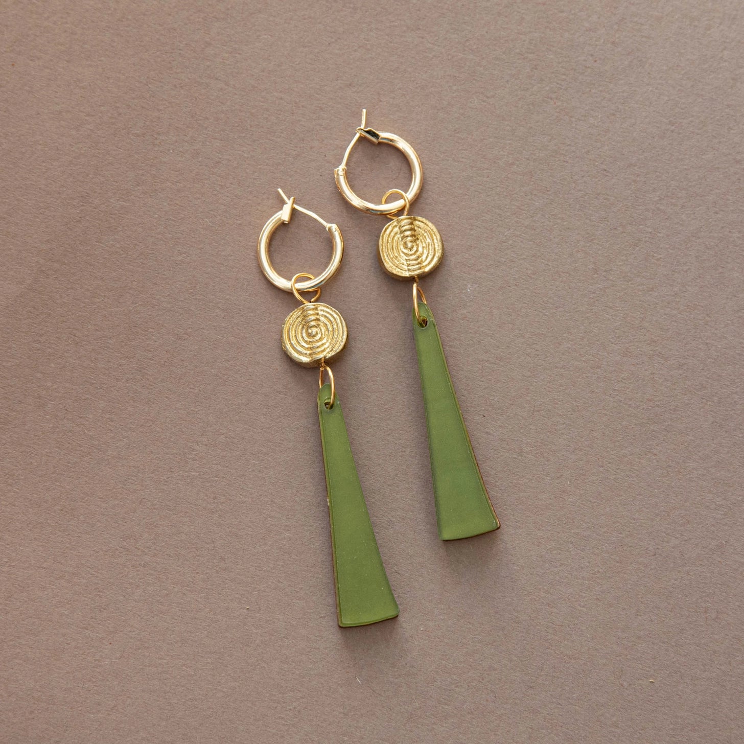 Power Drop Hoop Earrings - Moss Green - THE BRISTOL ARTISAN