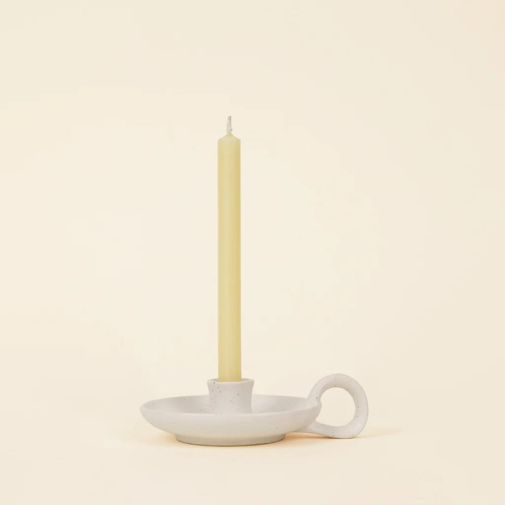 White Speckle Candle Holder