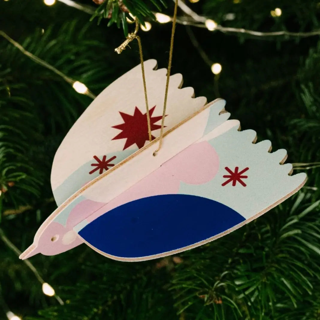 Wooden 3D Bird Christmas tree hanging decoration