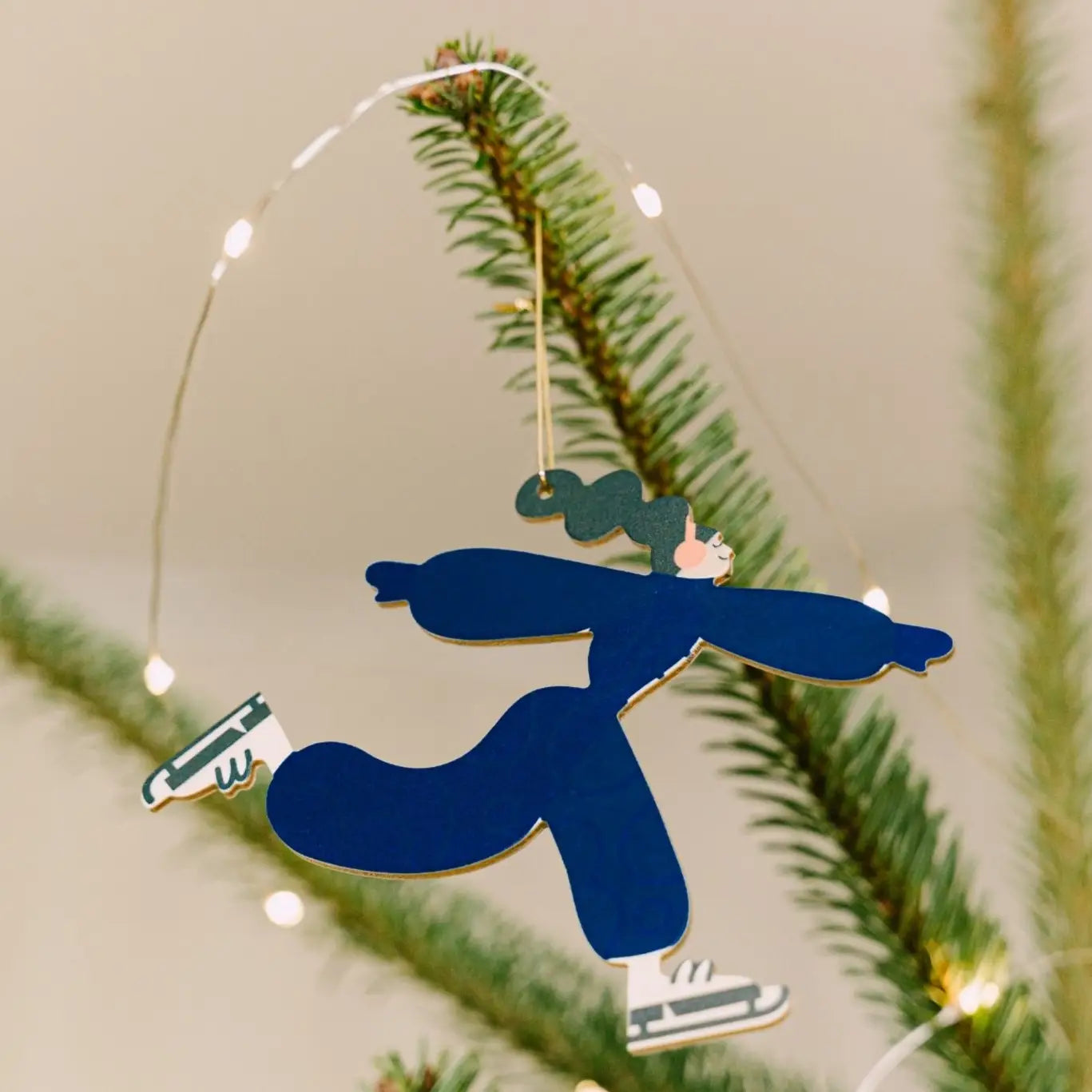 Wooden Skater Christmas tree hanging decoration