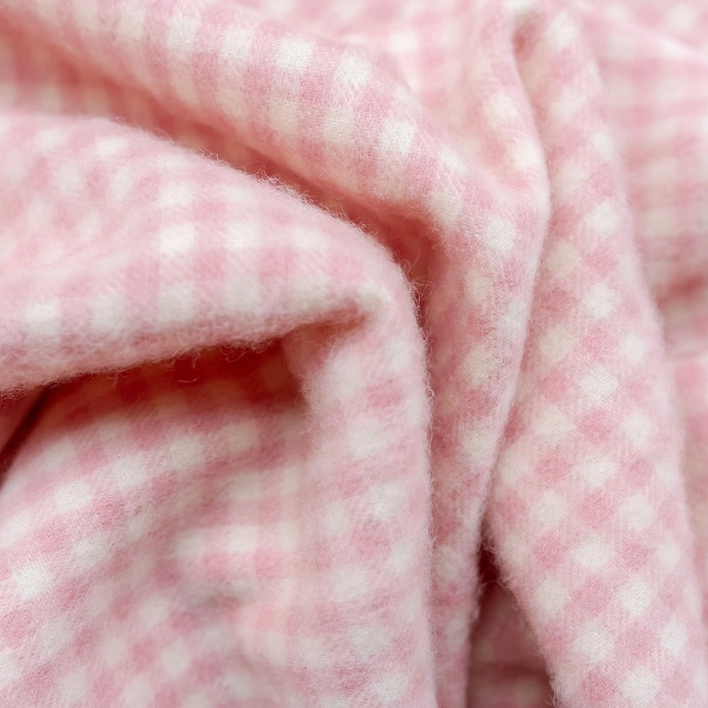 Lambswool Baby Blanket - Pink Gingham - THE BRISTOL ARTISAN